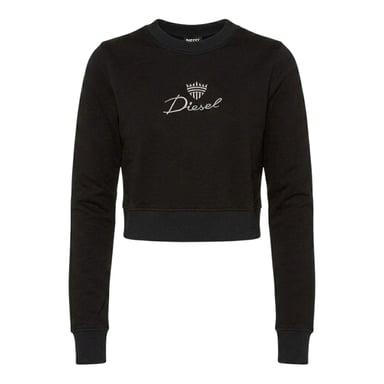 Diesel Womens/Ladies Embroidered Logo Slim Crop Sweatshirt (Black)