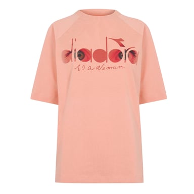 Diadora Womens/Ladies Flowers Crew Neck Raglan T-Shirt (Coral Red)