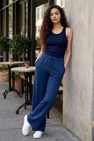 Textured Wide Leg Palazzo Pants with Drawstring Waist