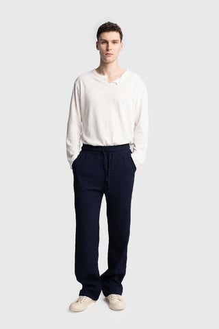 Textured Regular Fit Drawstring Waist Pants