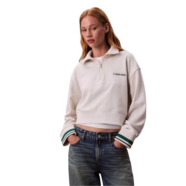 Calvin Klein Womens/Ladies Embroidered Logo Fleece Sweatshirt (Chalk)