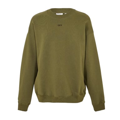 Off White Mens Crew Neck Long-Sleeved Sweatshirt (Moss/Black)