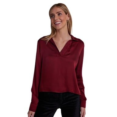 Bella Dahl Womens/Ladies Satin V Neck Long-Sleeved Sweatshirt (Sangria)