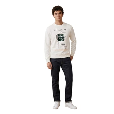 Lacoste Mens Patent Print Pique Sweatshirt (Cream)