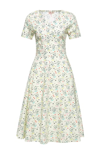 Queen Kerosin Damen Swingkleid Retro Cats