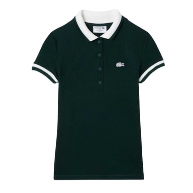 Lacoste Womens/Ladies Embroidered Logo Short-Sleeved Polo Shirt (Green/White)
