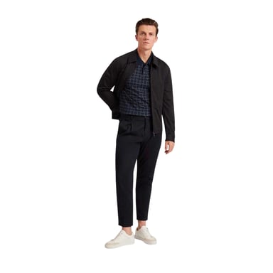 Ted Baker Mens Checkerboard Jacquard Collared Polo Shirt (Navy)
