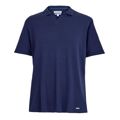 Threadbare Mens Ribbed Regular Polo Shirt (Navy)