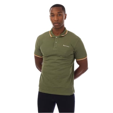 Aquascutum Mens Slim Short-Sleeved Polo Shirt (Green/White)