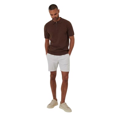 Threadbare Mens Whittley Textured Short-Sleeved Polo Shirt (Walnut)