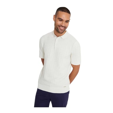 Threadbare Mens Halliwell Short-Sleeved Polo Shirt (Ecru)
