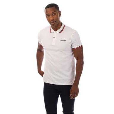 Aquascutum Mens Slim Short-Sleeved Polo Shirt (White/Navy)