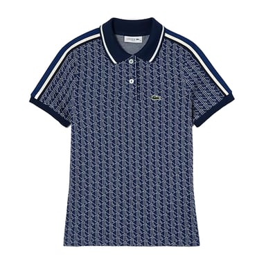 Lacoste Womens/Ladies Jacquard Slim Short-Sleeved Polo Shirt (Methyl Blue)