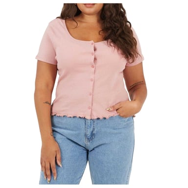 Brave Soul Womens/Ladies Ribbed Plus T-Shirt (Dusty Rose)
