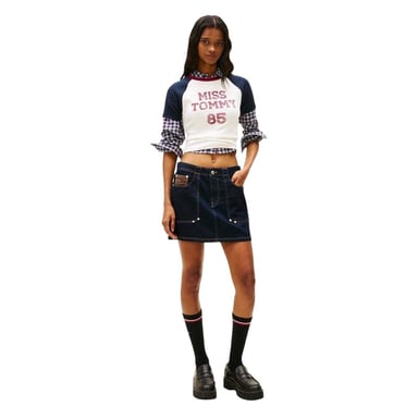 Tommy Jeans Womens/Ladies Lettering Crew Neck Raglan T-Shirt (Antique White)