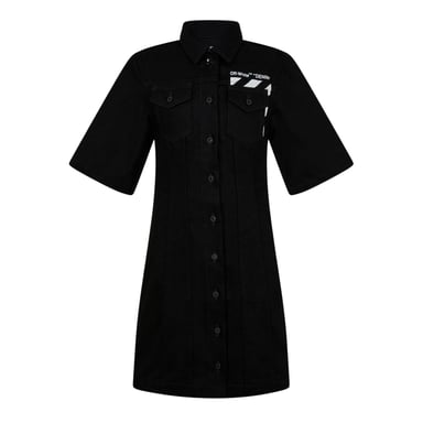 Off White Womens/Ladies Denim Shirt Dress (Black/White)