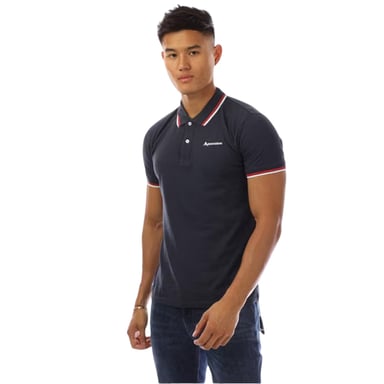 Aquascutum Mens Slim Short-Sleeved Polo Shirt (Navy/White)