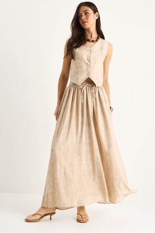 V-Neck Vest and Maxi Skirt Two-Piece Coord Set