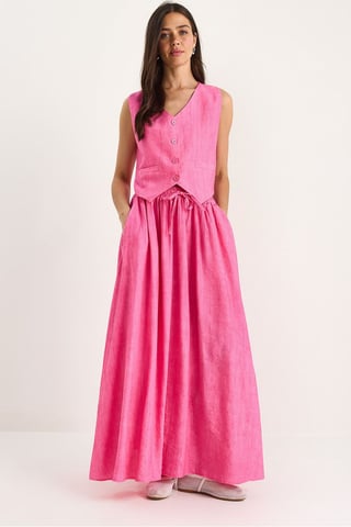 V-Neck Vest and Maxi Skirt Two-Piece Coord Set