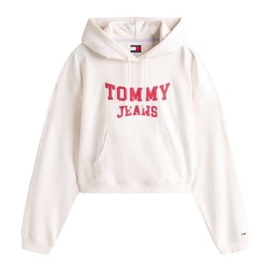 Tommy Jeans Womens/Ladies Varsity Crop Hoodie (Antique White)