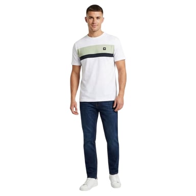 Weekend Offender Mens Crossword Chest Stripe Regular T-Shirt (White/Peppermint/Navy)