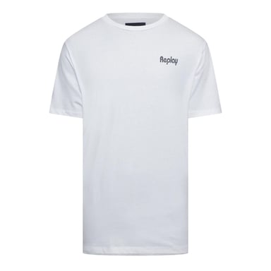 Replay Mens Logo Cotton Regular T-Shirt (White)