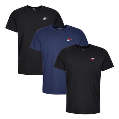 3 Pack Nike Sportswear Men's Club T Shirt - Black/Blue/Black