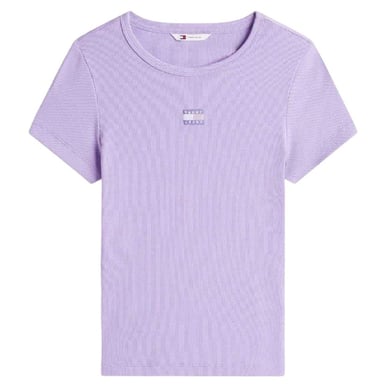 Tommy Jeans Dames Badge Ribbed Regular T-Shirt (Paars)