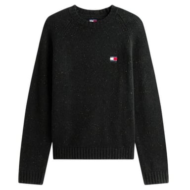 Tommy Jeans Mens Badge Knitted Crew Neck Sweatshirt (Black)