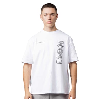 Mercier Mens 2.0 Badge Crew Neck Oversized T-Shirt (White)