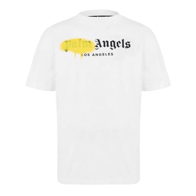Palm Angels Unisex Adult London Spray Paint T-Shirt (White/Yellow)