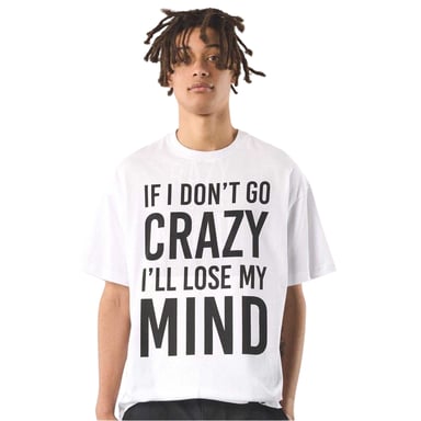 Pretty Green Mens If I Don´t Go Crazy Lettering Regular T-Shirt (White)