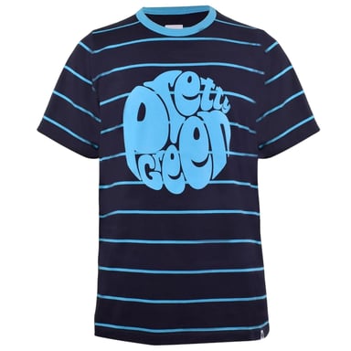 Pretty Green Mens Striped Logo T-Shirt (Blue)