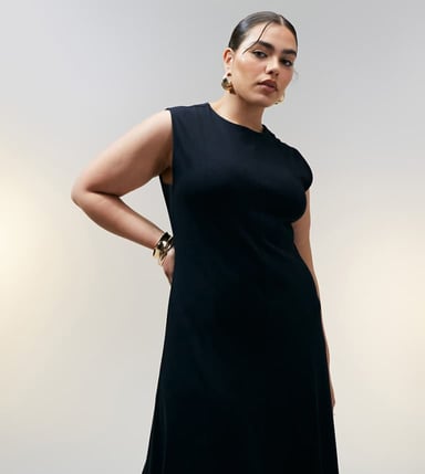 ASOS Design Curve cotton sleeveless midi sundress in black