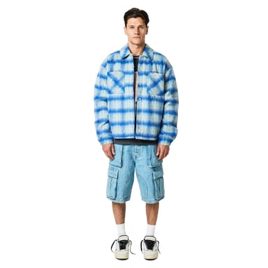 Represent Mens Textured Polyester Overshirt (Electric Blue)
