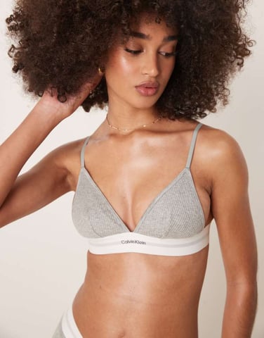 Calvin Klein modal rib unlined triangle bra in grey