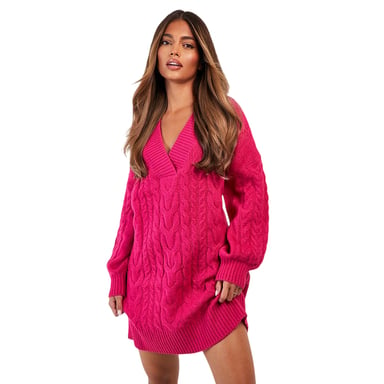 Threadbare Womens/Ladies Chalk Cable Knit Jumper Dress (Pink)