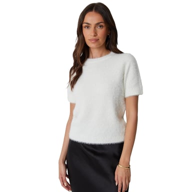 Threadbare Womens/Ladies Knitted Regular Short-Sleeved Sweater Top (White)