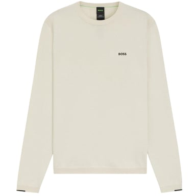 Boss Mens Embroidered Logo Crew Neck Jumper (White)