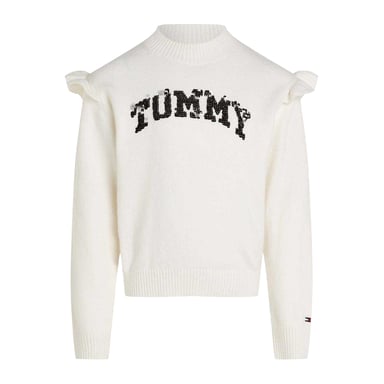 Tommy Hilfiger Girls Logo Knitted Jumper (Ivory)