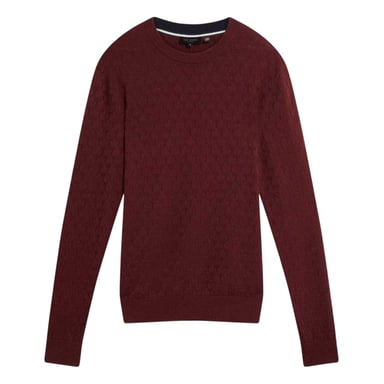 Ted Baker Mens Stitch Knitted Crew Neck Jumper (Maroon)