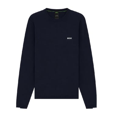 Boss Mens Embroidered Logo Crew Neck Jumper (Dark Blue)