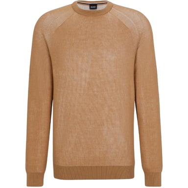 Boss Mens Fine Knit Raglan Jumper (Medium Beige)