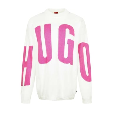 Hugo Womens/Ladies Crew Neck Relaxed Fit Long-Sleeved Jumper (Natural)