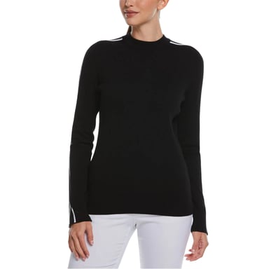 Callaway Womens/Ladies Striped Mock Neck Sweater Top (Black)
