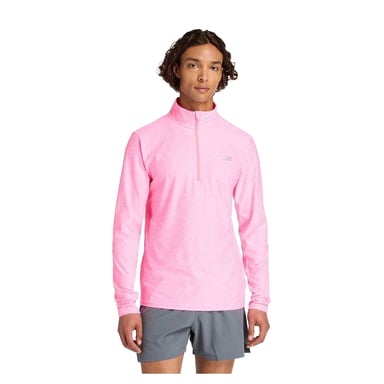 New Balance Mens Space Dye Quarter Zip Top (Neon Pink)