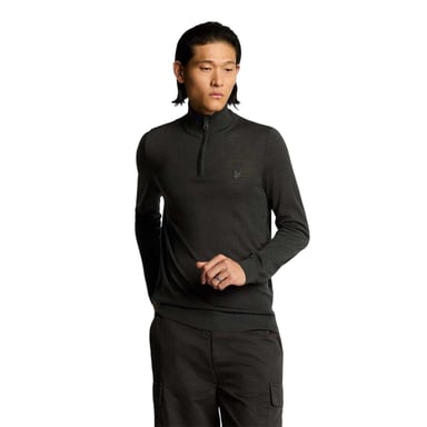 Lyle & Scott Mens Eagle Merino Wool Quarter Zip Jumper (Grey)