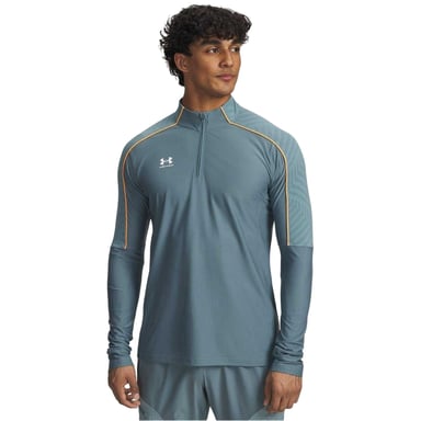 Under Armour Mens Challenger Pro Quarter Zip Midlayer (Grey/Orange)