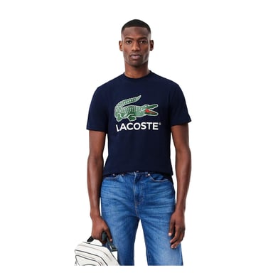 Lacoste Mens Crocodile Print Regular T-Shirt (Navy)