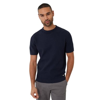 Threadbare Mens Textured Rib Knit Regular T-Shirt (Navy)